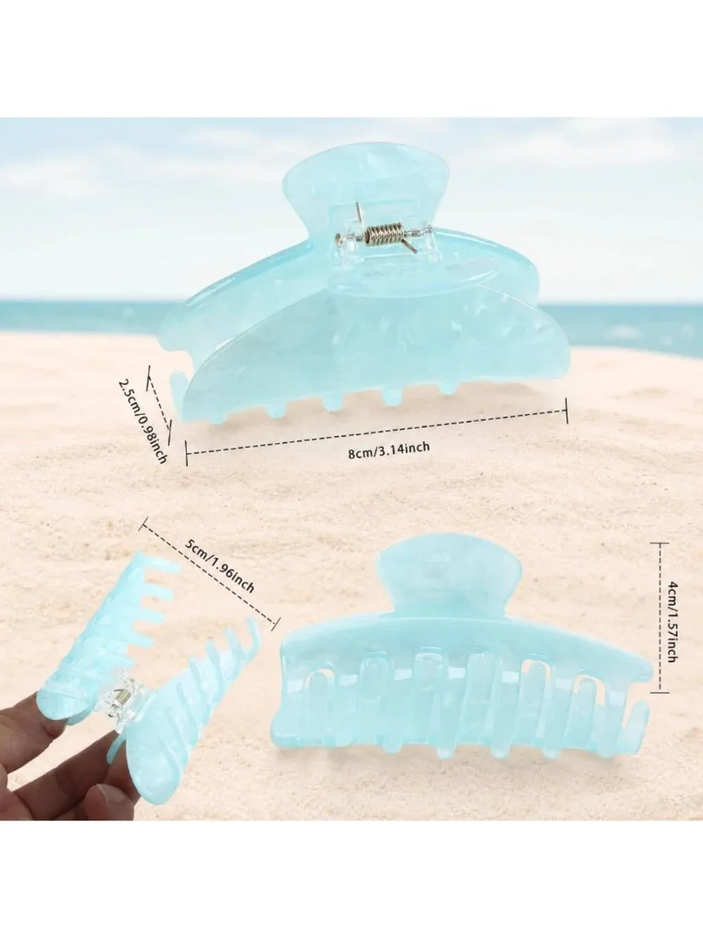 4Pcs Large Acrylic Hair Claw Clips - Strong Hold Non-Slip Barrettes for Thick